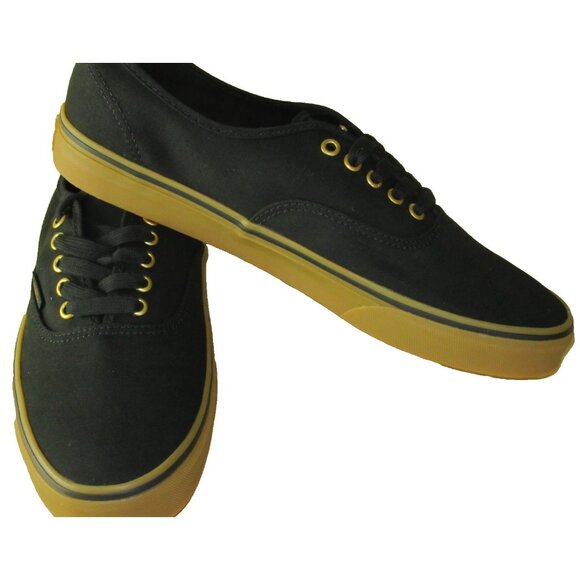 Vans Men's Authentic Black Rubber Canvas Gum Bottom Skate Boat shoes Sizes NIB - Picture 4 of 7